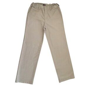 Dickies Men's Wide Leg Pants Size 14 Khaki Elastic Waist Relaxed Fit